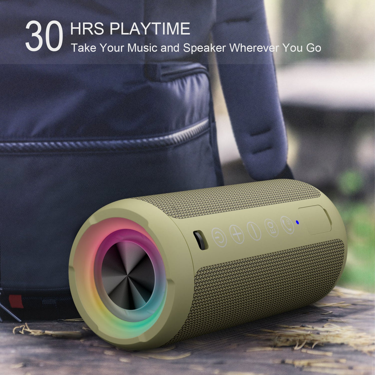 Ortizan 24W 휴대용 Bluetooth 스피커 (카키) (상품 이미지 4)