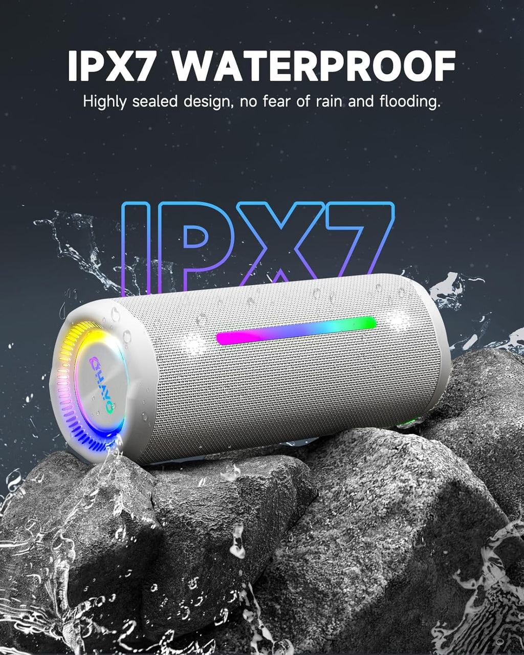 Ortizan 25W 휴대용 Bluetooth 스피커 | IPX7·24시간·LED 조명 (상품 이미지 4)