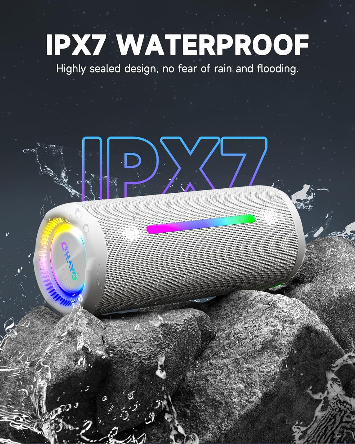 Ortizan 25W 휴대용 Bluetooth 스피커 | IPX7·24시간·LED 조명 (상품 이미지 4)
