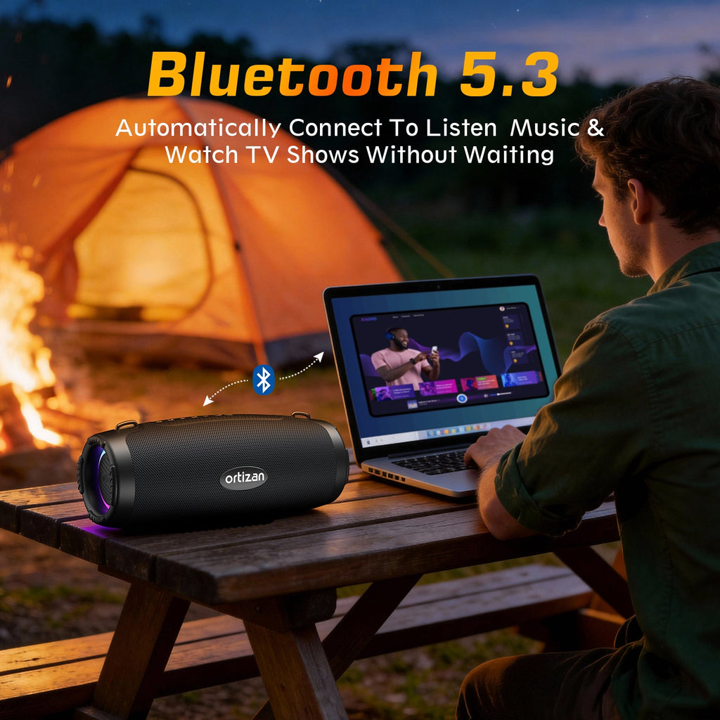 Ortizan 100W 휴대용 Bluetooth 스피커 | IPX7·RGB 조명·12시간 (상품 이미지 5)