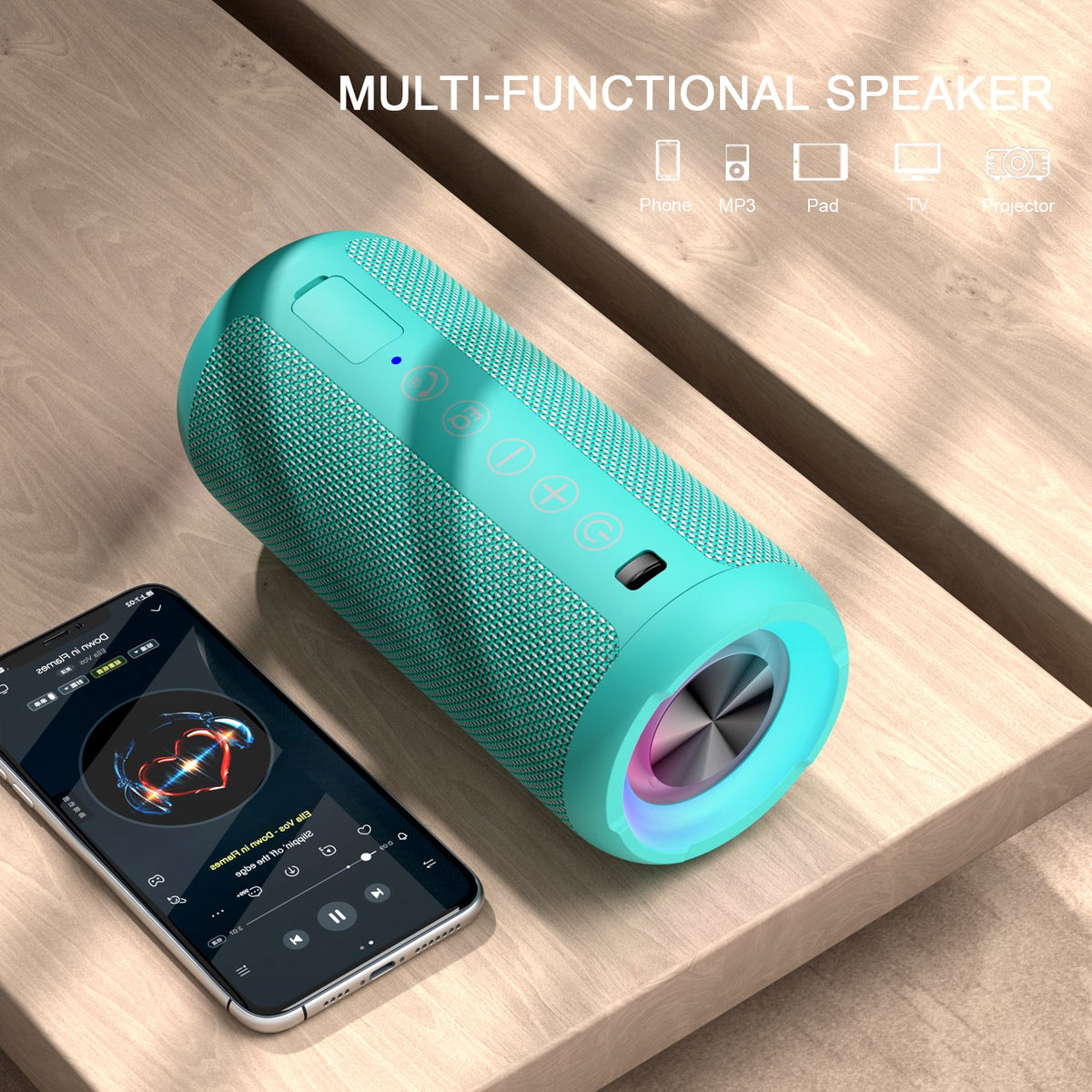 Ortizan 24W 휴대용 Bluetooth 스피커 (블루 그린) (상품 이미지 6)