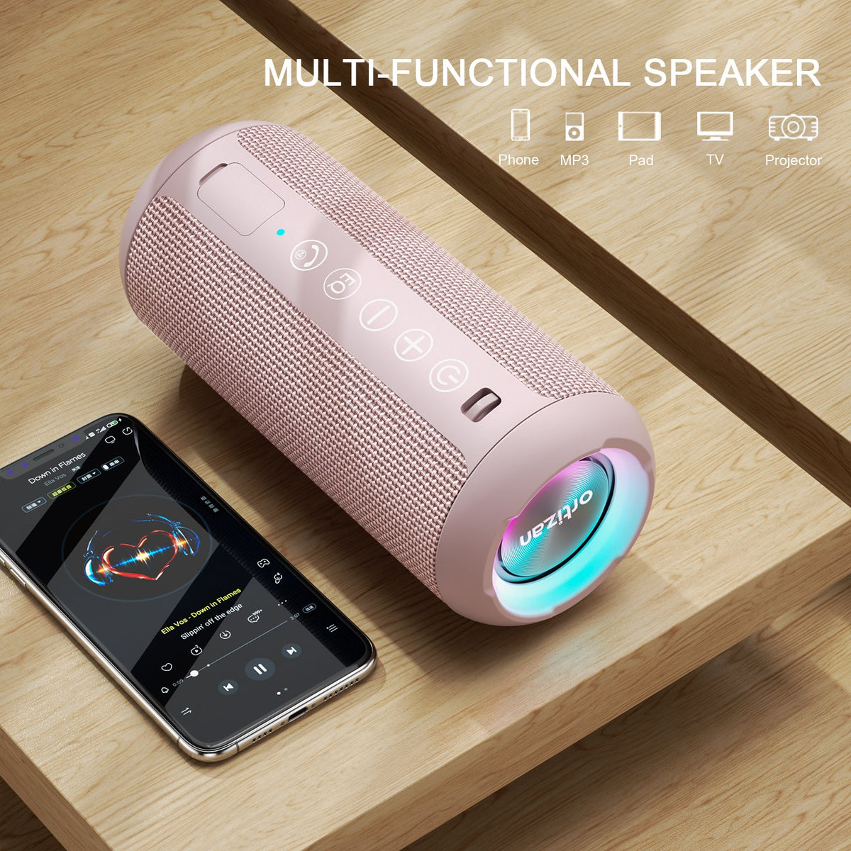 Ortizan 24W 휴대용 Bluetooth 스피커 (핑크) (상품 이미지 5)