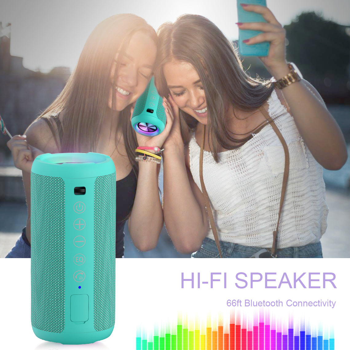 Ortizan 24W 휴대용 Bluetooth 스피커 (블루 그린) (상품 이미지 4)