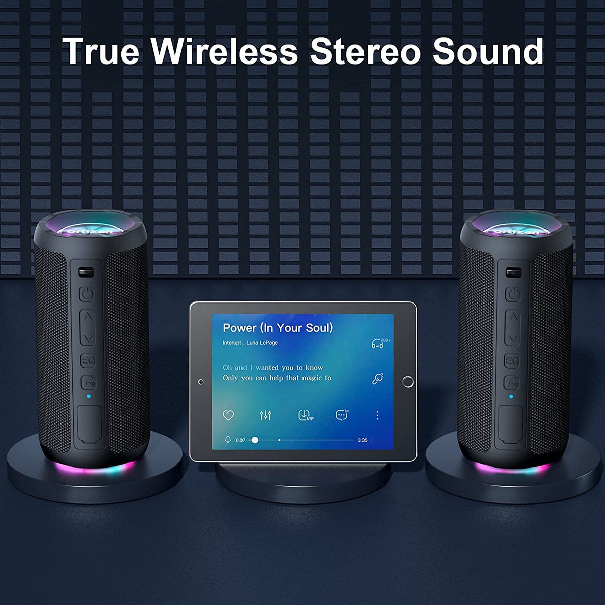Ortizan 24W 휴대용 Bluetooth 스피커 | LED·IPX7·최대 30시간 (상품 이미지 3)