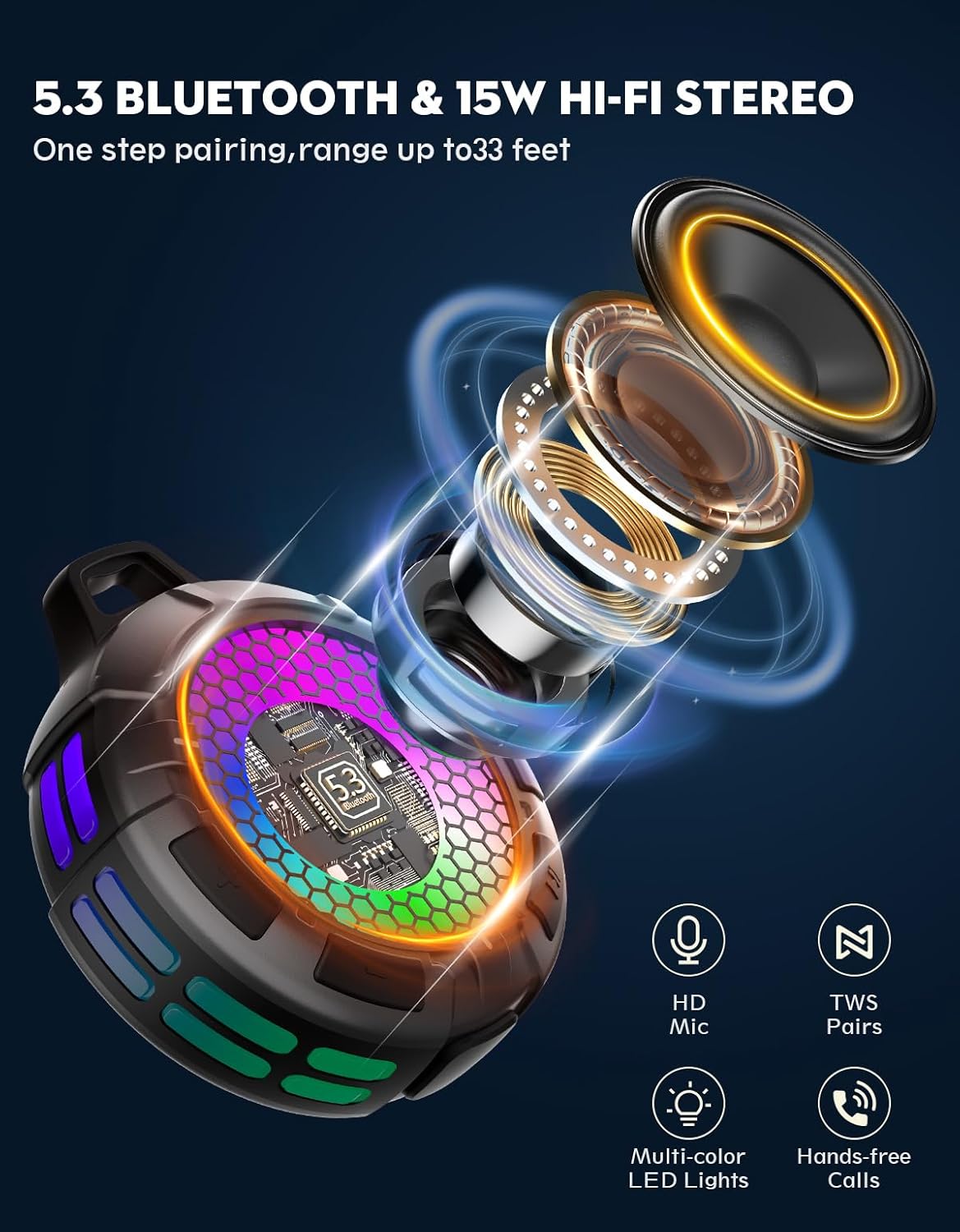 Ortizan S3 MAX 15W 휴대용 아웃도어 스피커 (상품 이미지 4)