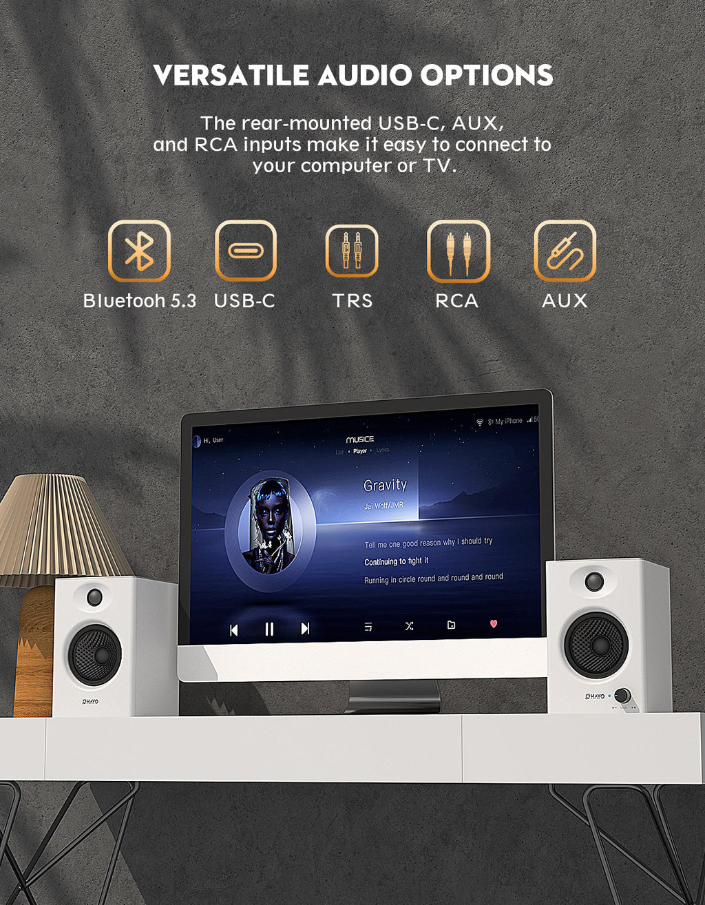 Ortizan 60W 액티브 PC 스피커 | Bluetooth 5.3·2.0채널·블랙 (상품 이미지 2)