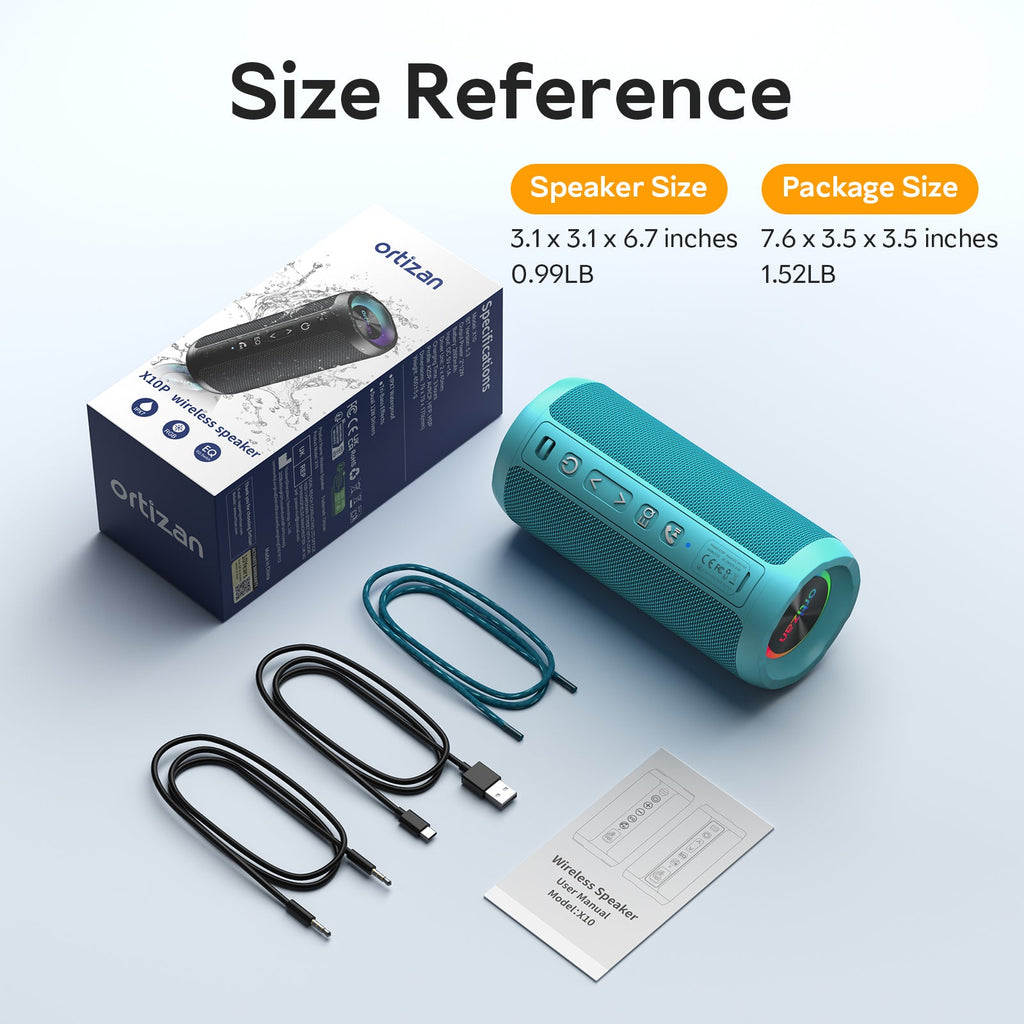 Ortizan 휴대용 Bluetooth 스피커 | LED·최대 30시간·IPX7 (상품 이미지 7)